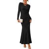 ZESICA Womens 2026 Fall Long Sleeve Bodycon Wedding Guest Maxi Dress(Black)