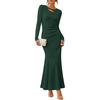 ZESICA Womens 2026 Fall Long Sleeve Bodycon Wedding Guest Maxi Dress(Green)