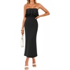 ZESICA Womens 2026 Summer Strapless Knitted Bodycon Midi Dress(Black)