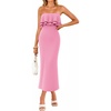 ZESICA Womens 2026 Summer Strapless Knitted Bodycon Midi Dress(Pink)