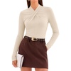 ZESICA Womens Fall Business Casual Mock Neck Cross Tops Trendy Outfits(Apricot)