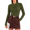 ZESICA Womens Fall Business Casual Mock Neck Cross Tops Trendy Outfits(Army Green)