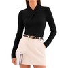 ZESICA Womens Fall Business Casual Mock Neck Cross Tops Trendy Outfits(Black)