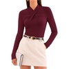 ZESICA Womens Fall Business Casual Mock Neck Cross Tops Trendy Outfits(Burgundy)