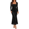 ZESICA Womens Fall Long Sleeve Bodycon Mesh Wedding Guest Formal Dress(Black)