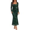 ZESICA Womens Fall Long Sleeve Bodycon Mesh Wedding Guest Formal Dress(Green)