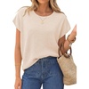 ZESICA Womens Summer Wool Blend Short Sleeve Sweater Tops(Apricot)