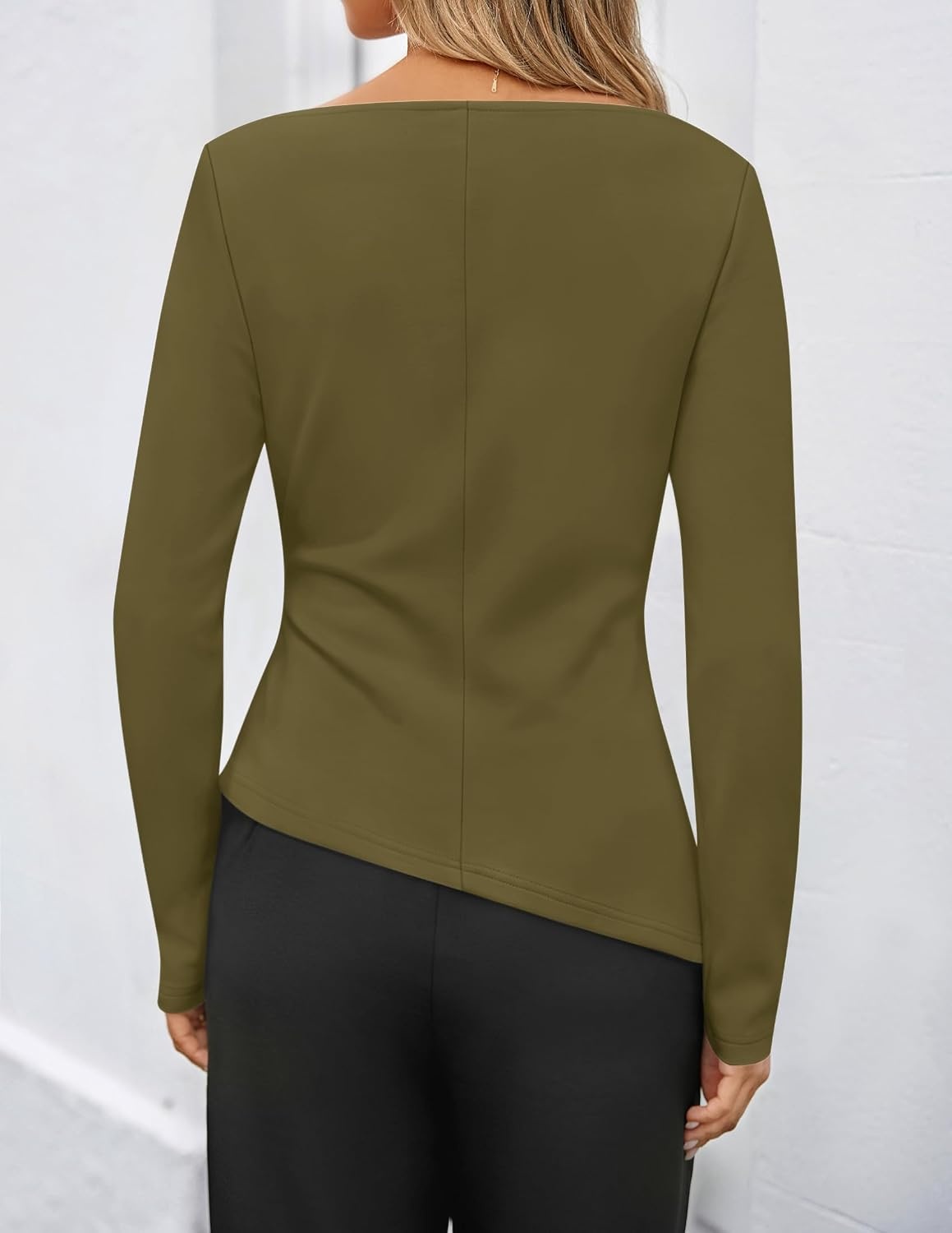 image:imageZESICA Womens Fall Long Sleeve Business Casual Tops Work BlouseArmygreen