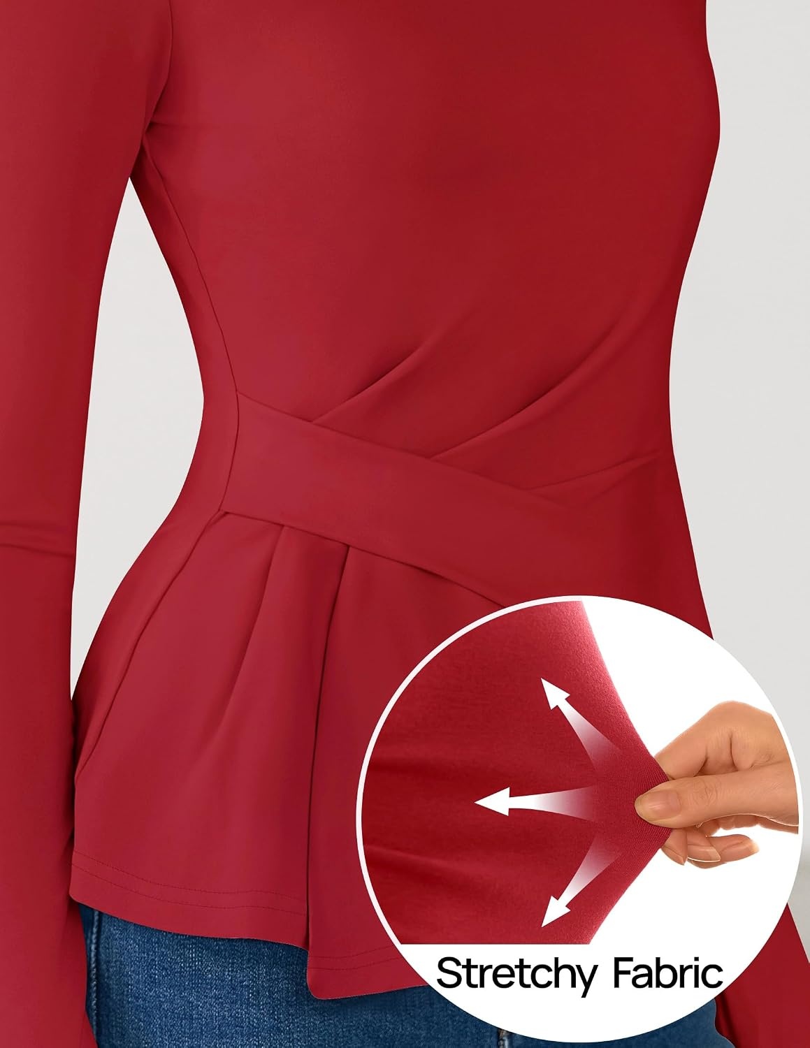 image:imageZESICA Womens Fall Long Sleeve Peplum Business Casual TopsDarkred
