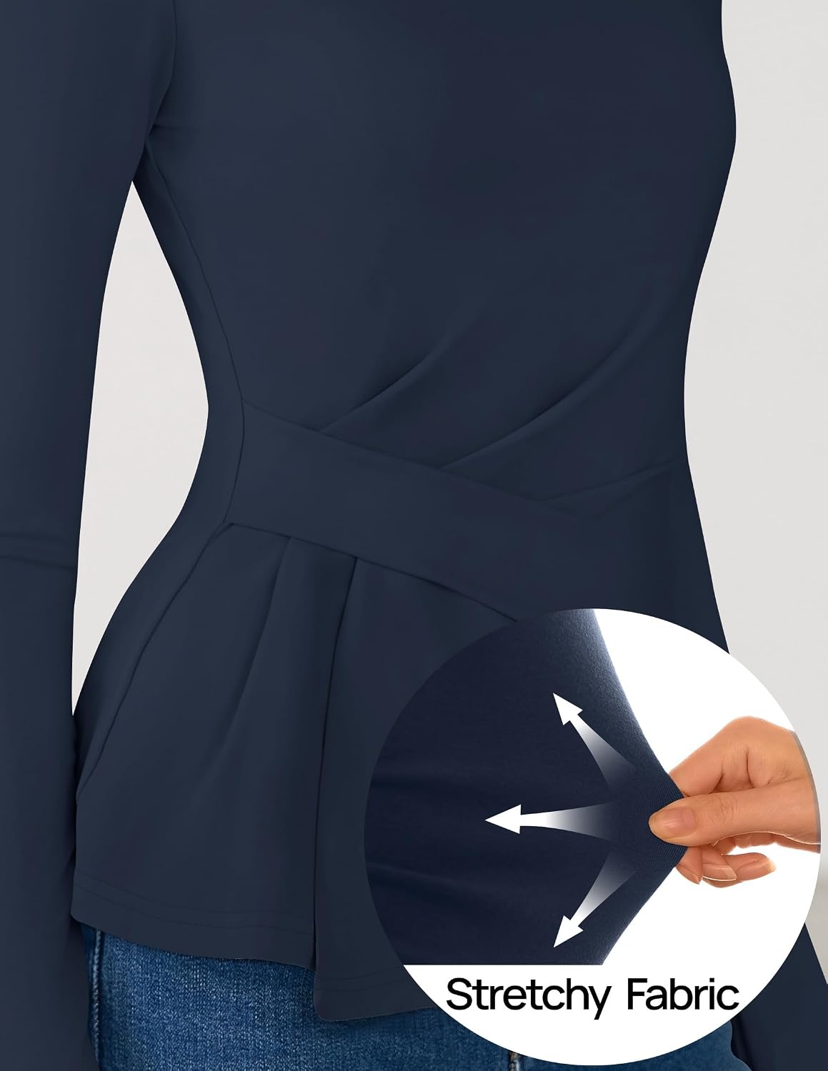 image:imageZESICA Womens Fall Long Sleeve Peplum Business Casual TopsNavy
