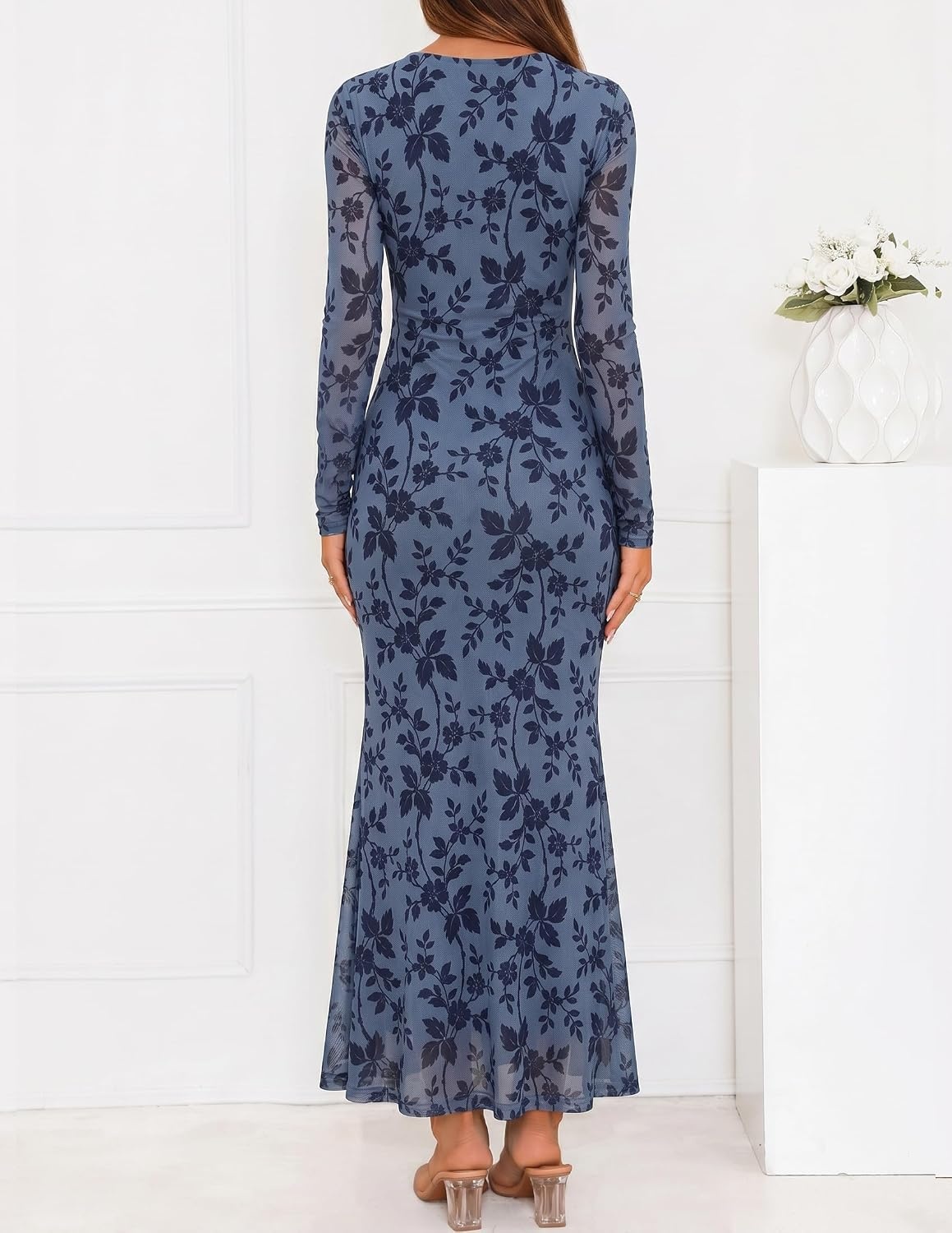 image:imageZESICA Womens Fall Wedding Guest Formal Long Sleeve Maxi DressesDustyblue