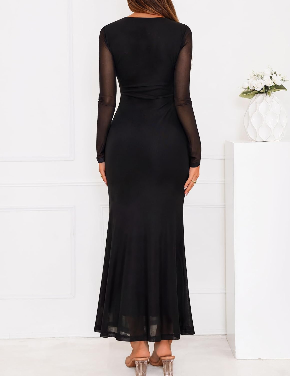 image:imageZESICA Womens Fall Wedding Guest Formal Long Sleeve Maxi DressesSolidblack