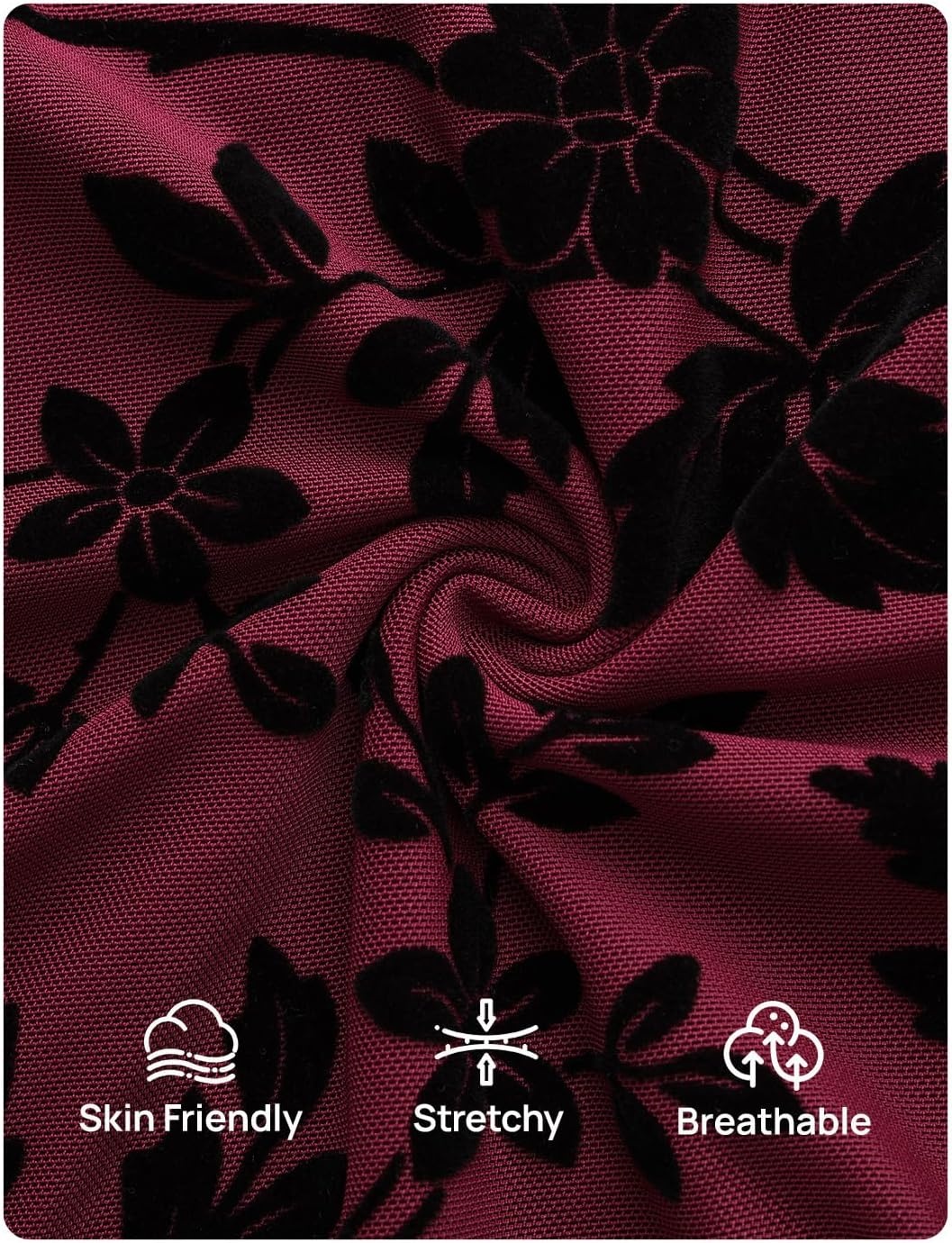 image:imageZESICA Womens Floral Off Shoulder Fall Long Sleeve Y2K Going Out Work TopsBurgundy