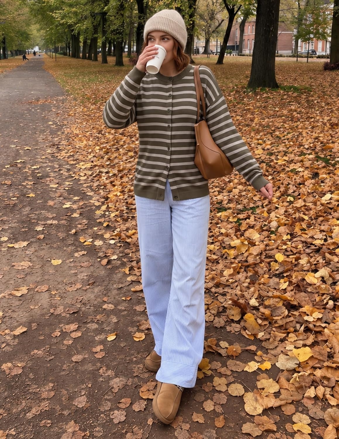 image:imageZESICA Womens Lightweight Fitted Cardigan Sweaters 2026 Fall OutfitsKhaki Coffee