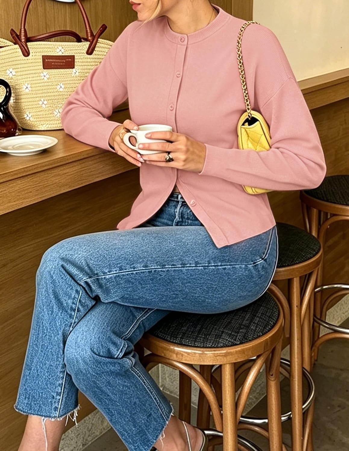 image:imageZESICA Womens Lightweight Fitted Cardigan Sweaters 2026 Fall OutfitsPink