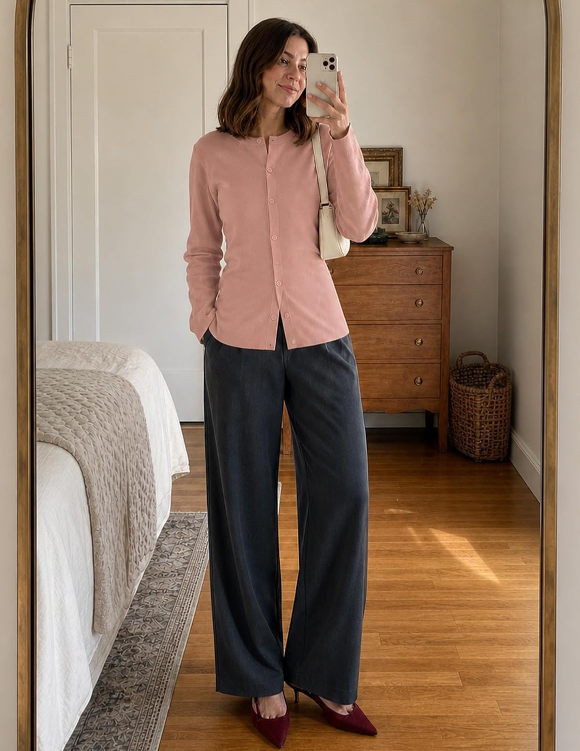 image:imageZESICA Womens Lightweight Fitted Cardigan Sweaters 2026 Fall OutfitsPink