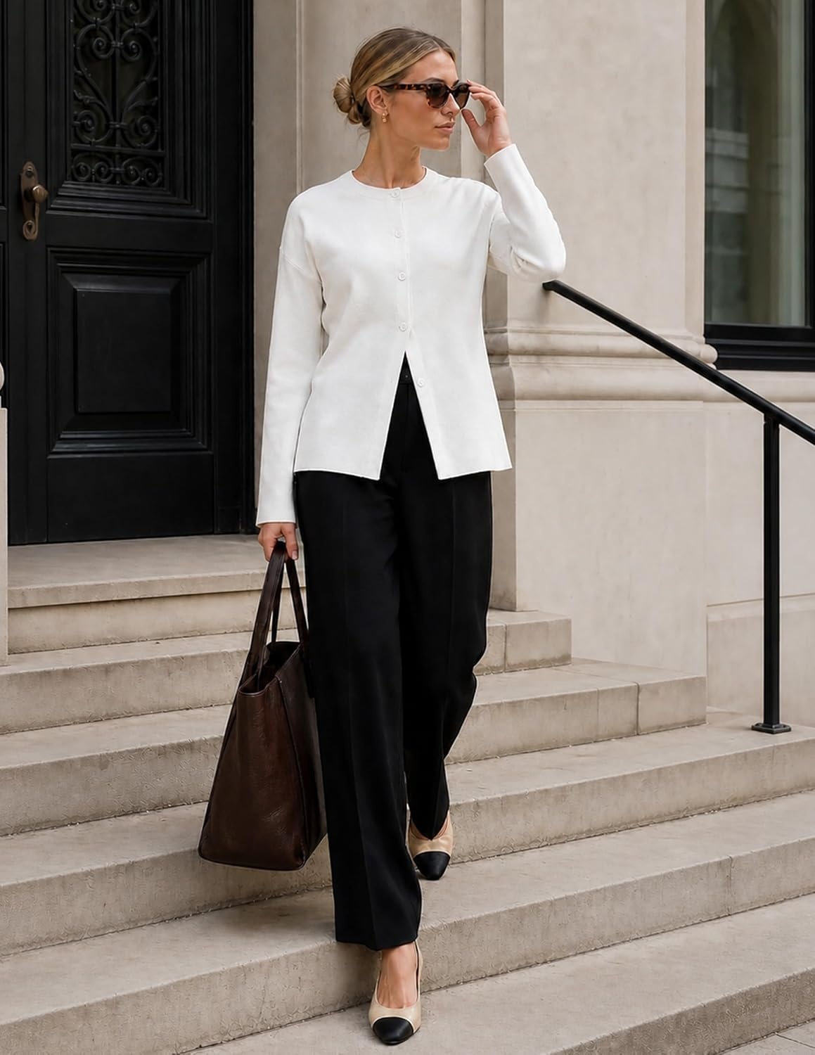 image:imageZESICA Womens Lightweight Fitted Cardigan Sweaters 2026 Fall OutfitsWhite