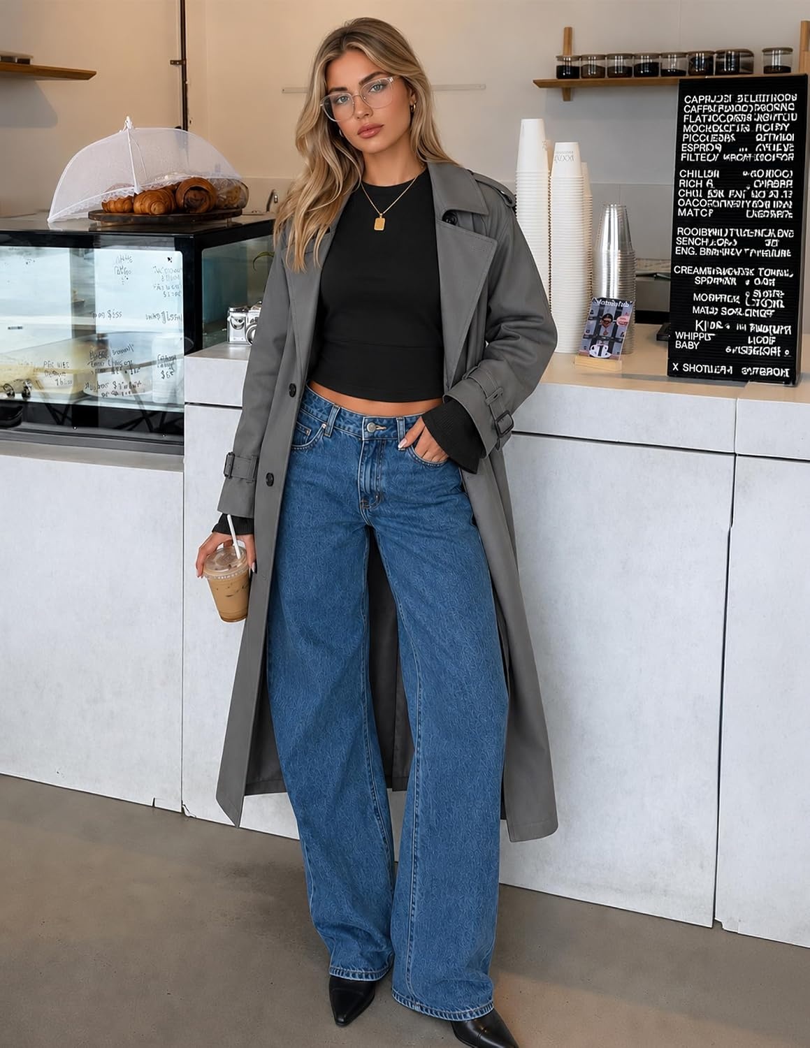 image:imageZESICA Womens Long Sleeve Cinched Waist Tops Fall Business Casual ShirtsBlack