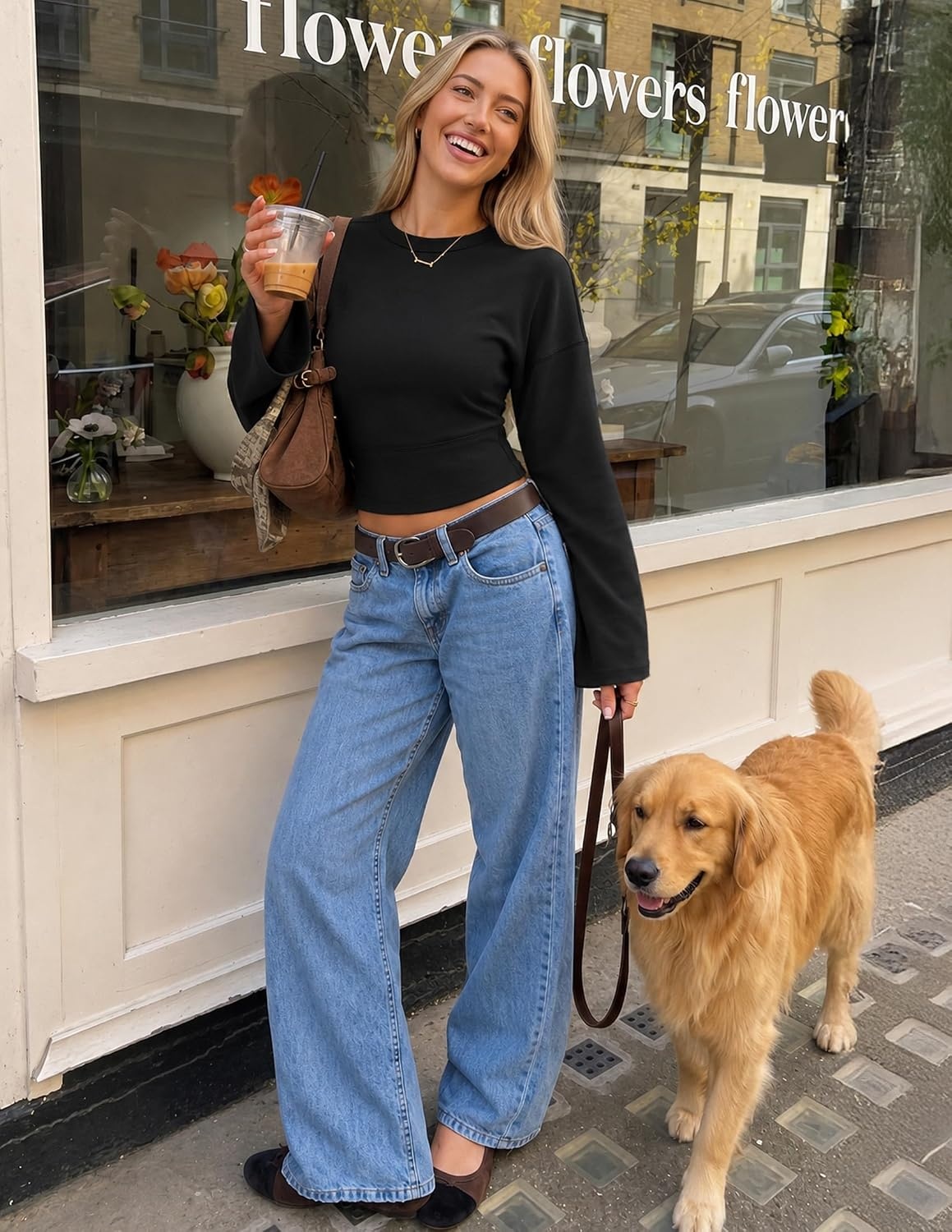 image:imageZESICA Womens Long Sleeve Cinched Waist Tops Fall Business Casual ShirtsBlack