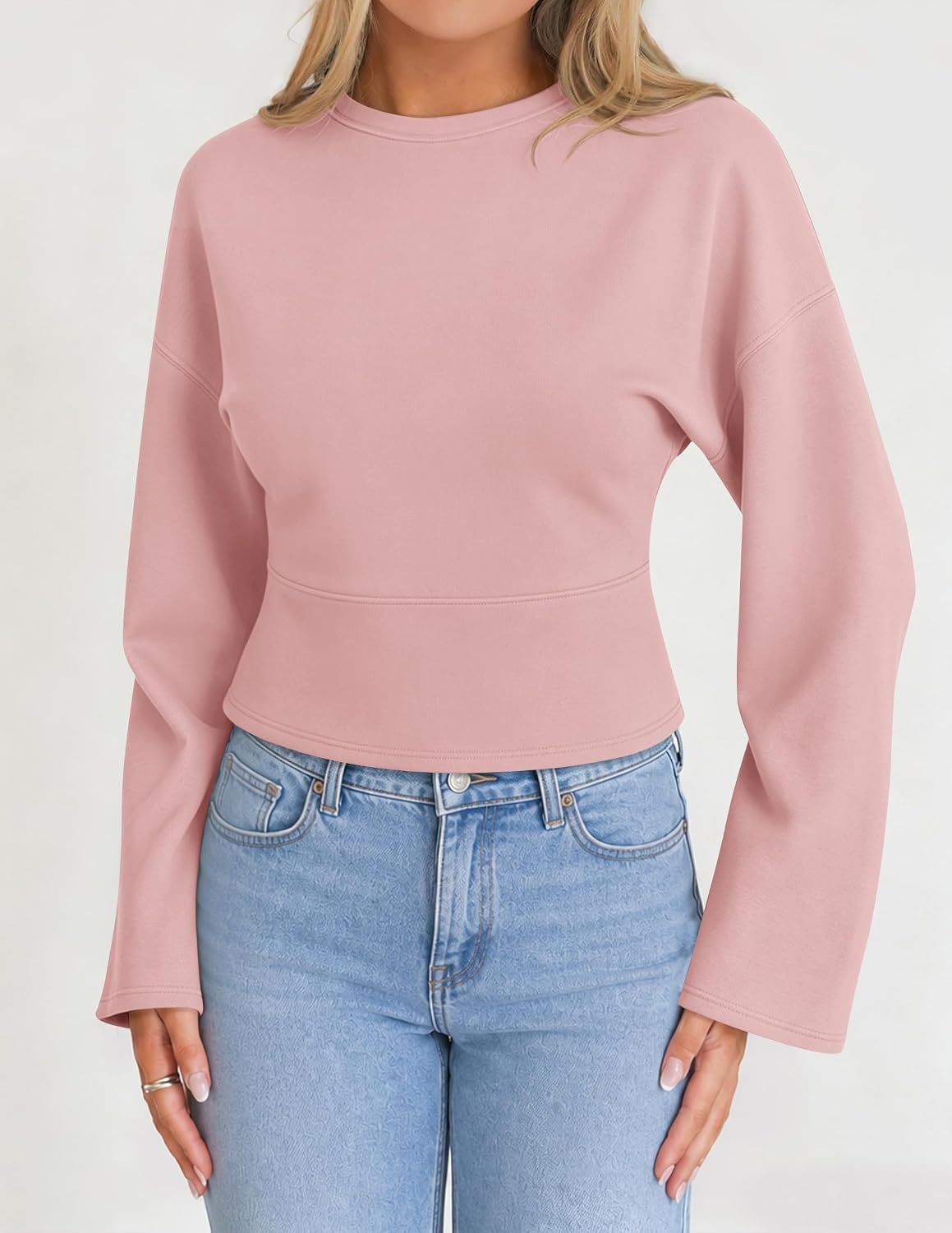 image:imageZESICA Womens Long Sleeve Cinched Waist Tops Fall Business Casual ShirtsPink
