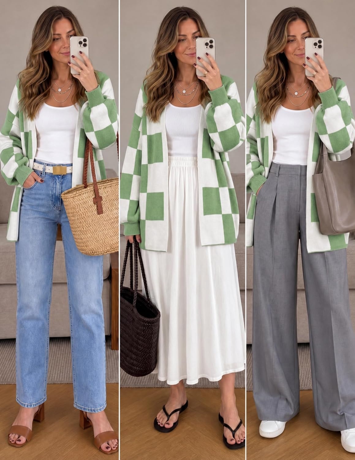 image:imageZESICA Womens Oversized Cardigan Sweaters 2026 Fall Trendy OutfitsBean Green