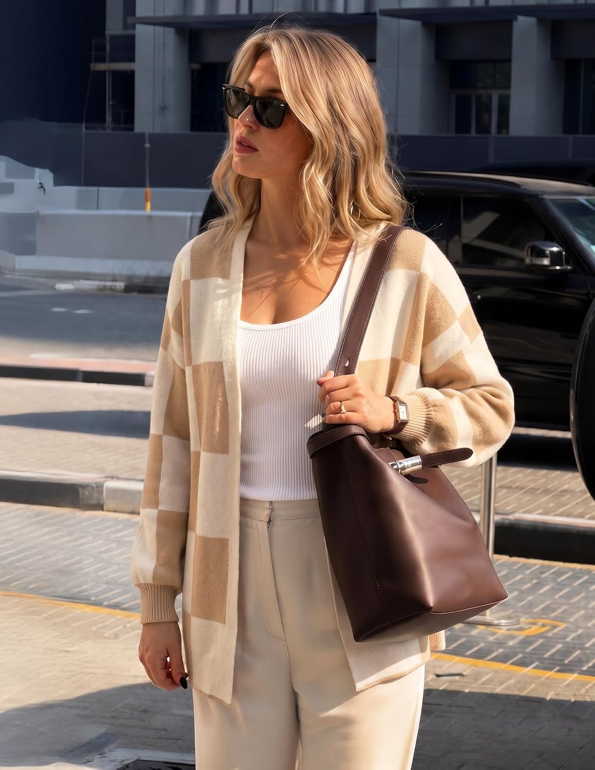 image:imageZESICA Womens Oversized Cardigan Sweaters 2026 Fall Trendy OutfitsKhaki