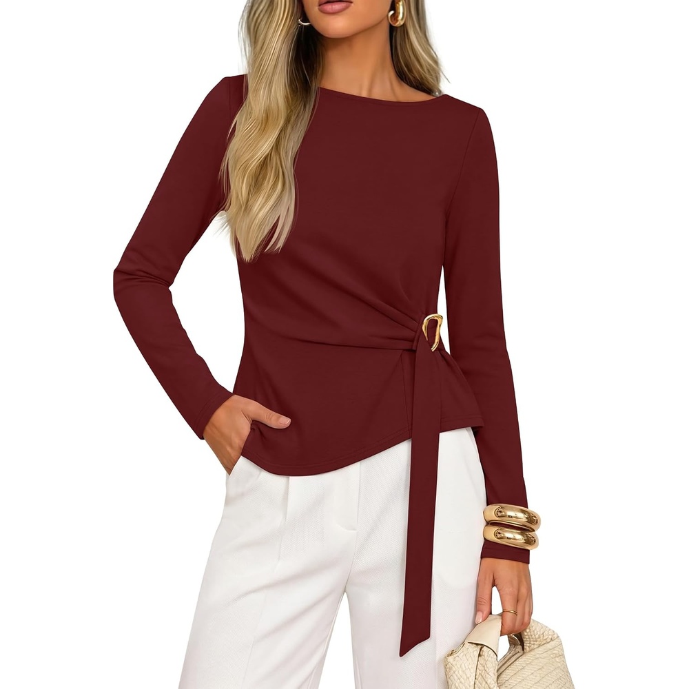 image:imageZESICA Womens Fall Long Sleeve Business Casual Tops Work BlouseWine