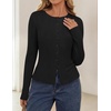 ZESICA Women Fall Long Sleeve Slim Knit Lightweight Cardigan Tops(Black)