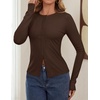 ZESICA Women Fall Long Sleeve Slim Knit Lightweight Cardigan Tops(Brown)