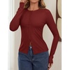 ZESICA Women Fall Long Sleeve Slim Knit Lightweight Cardigan Tops(Burgundy)