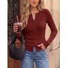 ZESICA Women Fall Long Sleeve Slim Knit Lightweight Cardigan Tops(Burgundy)