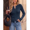 ZESICA Women Fall Long Sleeve Slim Knit Lightweight Cardigan Tops(Navy Blue)