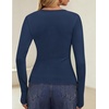 ZESICA Women Fall Long Sleeve Slim Knit Lightweight Cardigan Tops(Navy Blue)