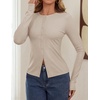 ZESICA Women Fall Long Sleeve Slim Knit Lightweight Cardigan Tops(Oats)