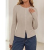 ZESICA Women Fall Long Sleeve Slim Knit Lightweight Cardigan Tops(Oats)