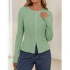 ZESICA Women Fall Long Sleeve Slim Knit Lightweight Cardigan Tops(Pea Green)