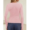 ZESICA Women Fall Long Sleeve Slim Knit Lightweight Cardigan Tops(Pink)