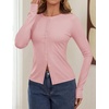 ZESICA Women Fall Long Sleeve Slim Knit Lightweight Cardigan Tops(Pink)