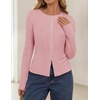 ZESICA Women Fall Long Sleeve Slim Knit Lightweight Cardigan Tops(Pink)