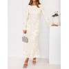 ZESICA Women Fall Long Sleeve Wedding Guest Cocktail Midi Dress(Apricot)