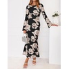 ZESICA Women Fall Long Sleeve Wedding Guest Cocktail Midi Dress(Black)