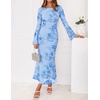 ZESICA Women Fall Long Sleeve Wedding Guest Cocktail Midi Dress(Blue)
