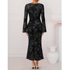 ZESICA Women Fall Long Sleeve Wedding Guest Cocktail Midi Dress(Dim)