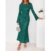 ZESICA Women Fall Long Sleeve Wedding Guest Cocktail Midi Dress(Green)