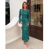 ZESICA Women Fall Long Sleeve Wedding Guest Cocktail Midi Dress(Green)