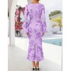 ZESICA Women Fall Long Sleeve Wedding Guest Cocktail Midi Dress(Purple)