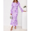 ZESICA Women Fall Long Sleeve Wedding Guest Cocktail Midi Dress(Purple)