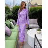 ZESICA Women Fall Long Sleeve Wedding Guest Cocktail Midi Dress(Purple)