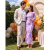 ZESICA Women Fall Long Sleeve Wedding Guest Cocktail Midi Dress(Purple)