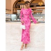 ZESICA Women Fall Long Sleeve Wedding Guest Cocktail Midi Dress(Rose)